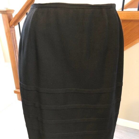 Bianca Nygard Vintage Lined Hi Waist Skirt w Unique Layering Design Black Sz S - Picture 1 of 3